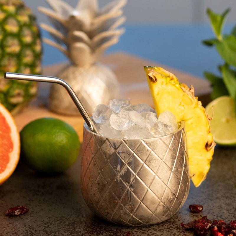 Ananas Becher Set, 3 - teilig (je 300 ml) + Deckel und Strohhalm - Specter & Cup