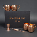 Kupferbecher - Set Líon – 4x Moscow Mule Becher (500 ml) + 6 - teiliges Zubehör - Set - Specter & Cup